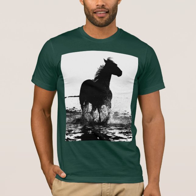 T-shirt Forêt personnalisée Vert Cheval de course Élégant  (Devant)