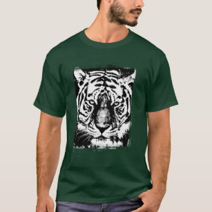 T-shirt Forêt profonde Vert Couleur Pop Art Tiger Tête Élé