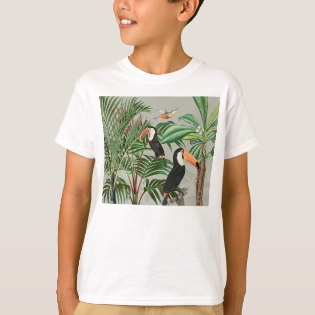 T-shirt Forêt tropicale et oiseaux du Toucan (Devant)