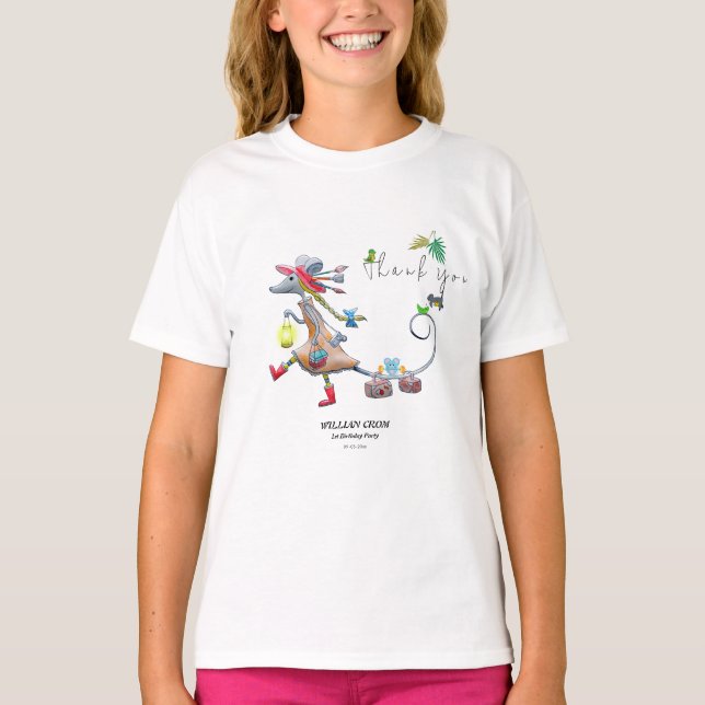 T-shirt Forêt verte tropicale animal 1er anniversaire (Devant)