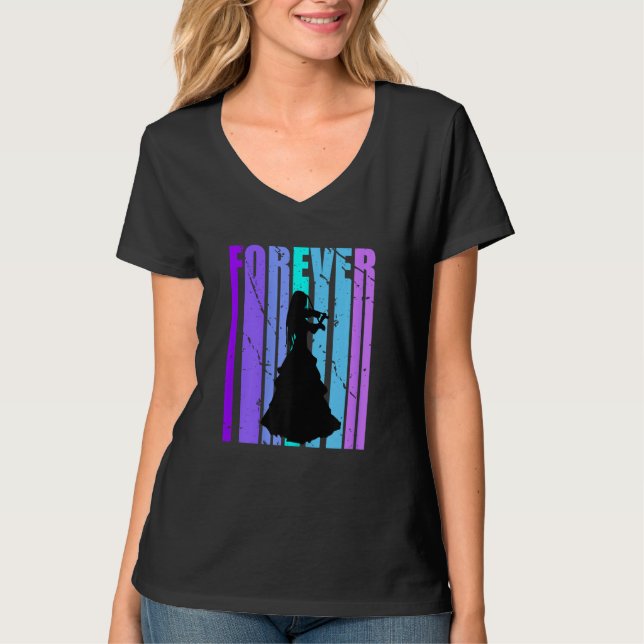 T-shirt Forever Girls Violin Silhouette Orchestra Orchestr (Devant)