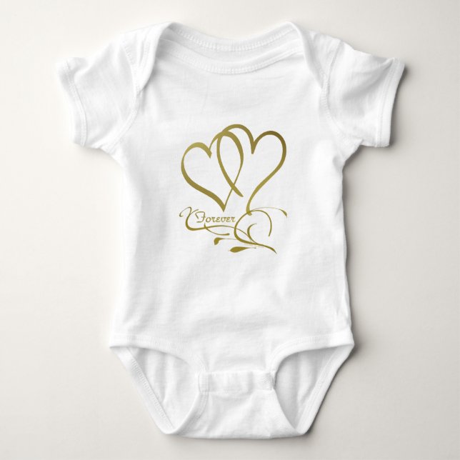 T-shirt Forever Hearts Gold sur blanc (Devant)
