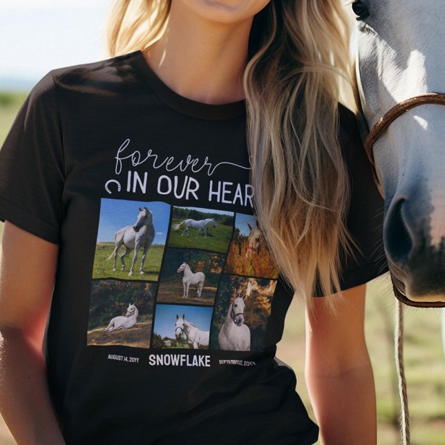 T-shirt Forever In Our Hearts Horse Memorial Photo Collage (Créateur téléchargé)