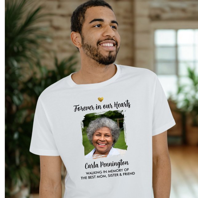 T-shirt Forever in our Hearts Memorial Custom Text Photo  (Créateur téléchargé)