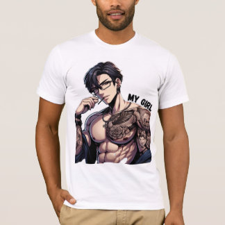 T-shirt Forever Mine - Anime chaud homme tatoué avec lunet