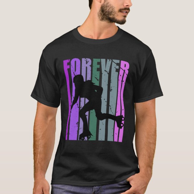 T-shirt Forever Retro Roller Skating Pretty Roller Girls C (Devant)