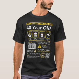T-shirt Forfait 40 Ans Contient Funny 40e Anniversaire H
