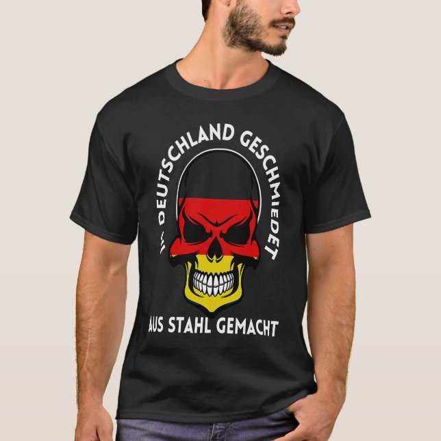 T-shirt Forged Made Germany German Flag Skull Steelworker (Devant)