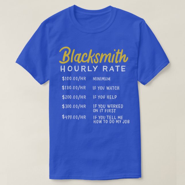 T-shirt Forgeron Taux horaire 1 (Design devant)