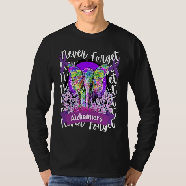 T-shirt Forget me not Alzheimer's Awareness Elephant Purpl (Devant)