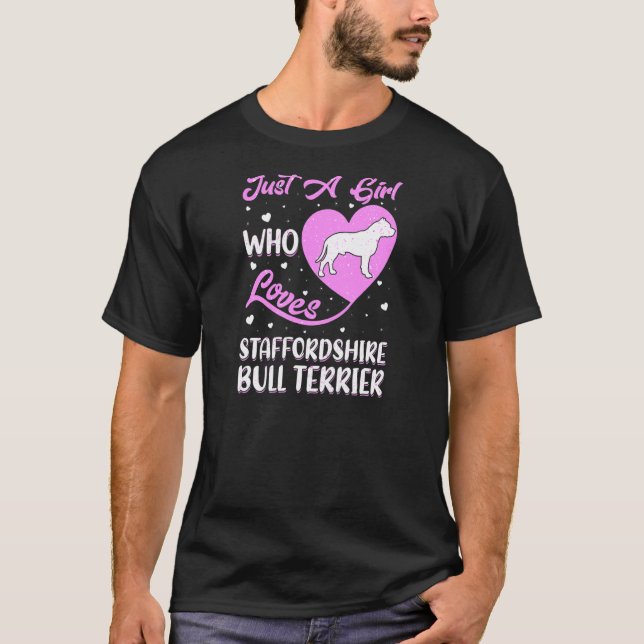T-shirt Forme De Coeur Juste Une Fille Qui Aime Staffordsh (Devant)