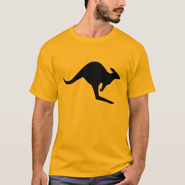 T-shirt Forme de kangourou d'avertissement moderne noir (Devant)