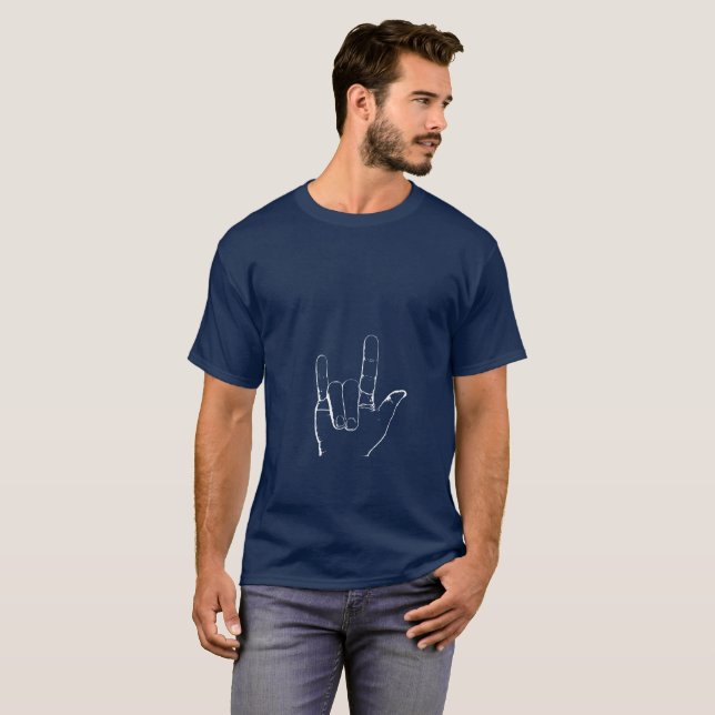 T-shirt Forme de main ILY - impression blanche (Devant entier)