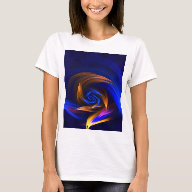 T-shirt Forme de tourbillon Abstrait Bleu orange (Devant)