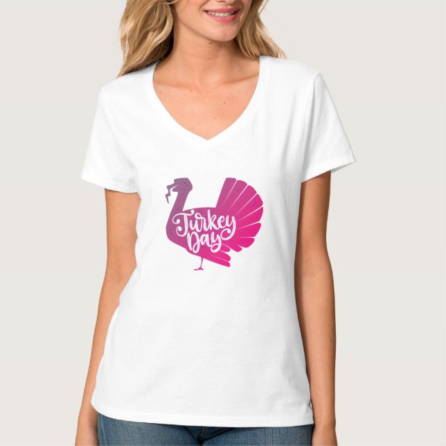 T-shirt Forme de Turquie mignonne pourpre avec typographie (Devant)