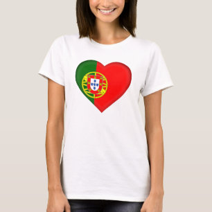 T-shirt Forme du coeur du drapeau du Portugal