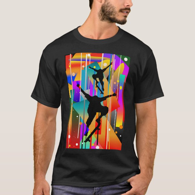 T-shirt Forme Géométrique Skateboard Abstrait (Devant)