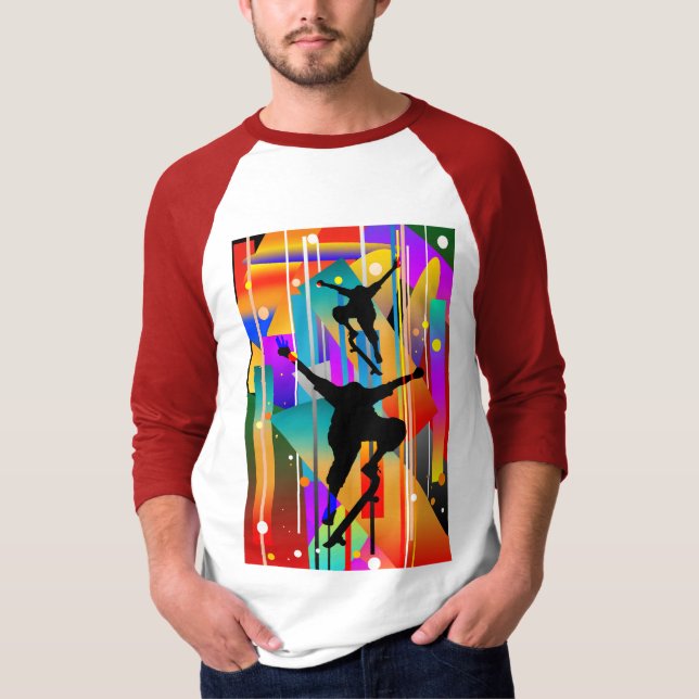 T-shirt Forme Géométrique Skateboarding Abstrait (Devant)