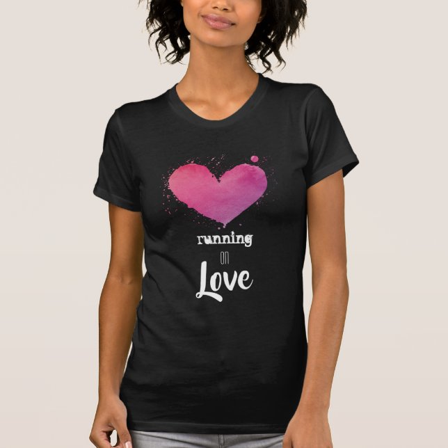 T-shirt Forme physique rose de coureur d'aquarelle de (Devant)