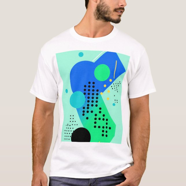 T-shirt Formes bleues et vertes avec points (Devant)