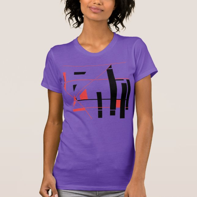 T-shirt Formes de lignes rouges noires Géométriques inspir (Devant)
