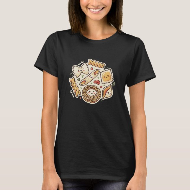 T-shirt Formes de pâtes mignonnes Kawaii (Devant)