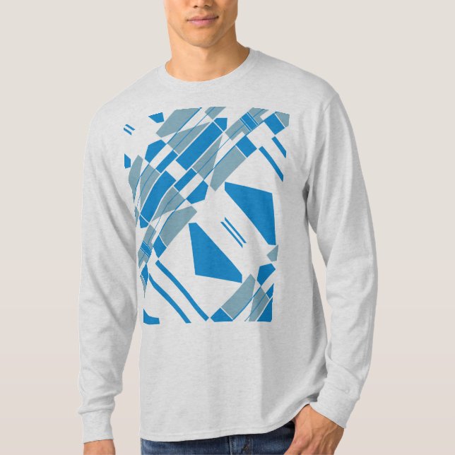 T-shirt Formes diagonales gris bleu MCM d'inspiration sud- (Devant)