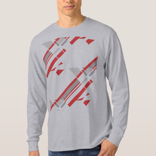 T-shirt Formes diagonales gris rouge Sud-Ouest look Abstra (Devant)