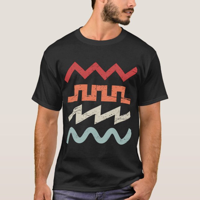 T-shirt Formes d'onde synthétiques rétro (Devant)