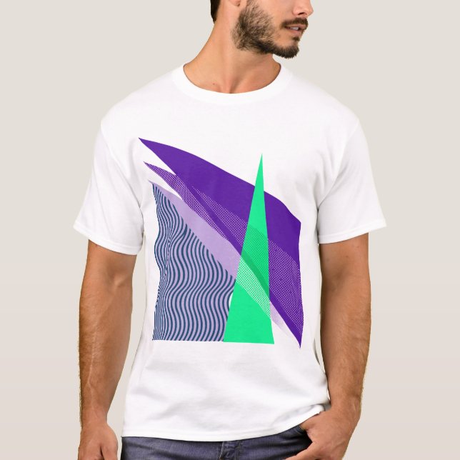 T-shirt Formes Géométriques Abstraites Modernes Violet et  (Devant)