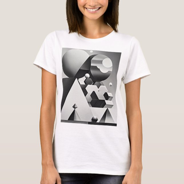 T-shirt Formes géométriques en noir blanc gris (Devant)