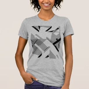 T-shirt Formes noires grises Art Abstrait d'inspiration MC