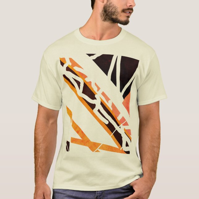 T-shirt Formes orange en diagonale noire apparence Abstrai (Devant)