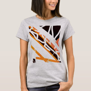 T-shirt Formes orange en diagonale noire apparence Abstrai