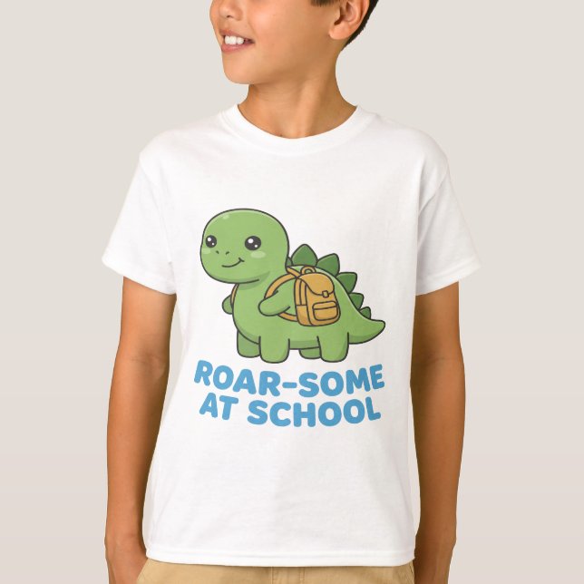 T-shirt Formidable à l'école Dinosaur mignon avec cartable (Devant)