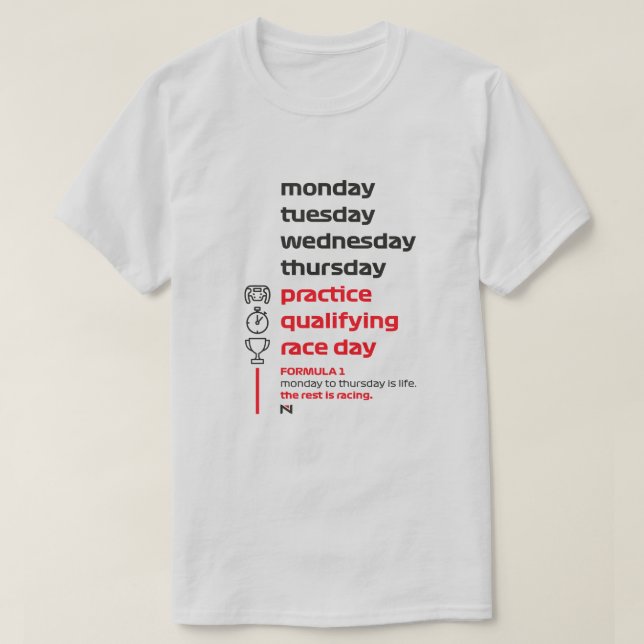 T-SHIRT FORMULA 1 RACE WEEK WHITE (Design devant)