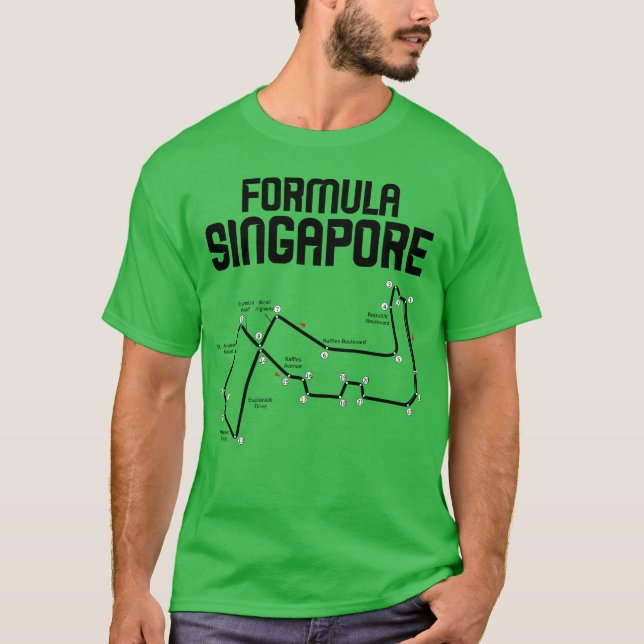 T-shirt Formula Singapore Racing Circuit Car Map Grand fri (Devant)