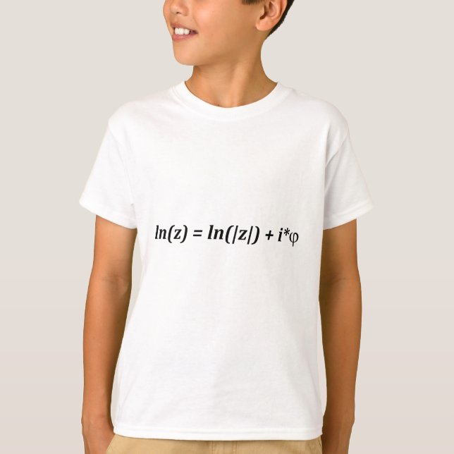 T-shirt Formule mathématique ln(z) = ln(|z|) + i*j (Devant)