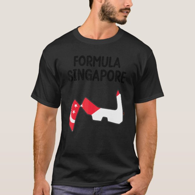 T-shirt Formule Singapour Drapeau Circuit de course Carte  (Devant)