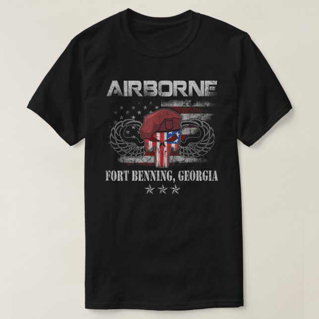 T-shirt Fort Benning GA Army BaseAirborne Tshirt, Veterans (Design devant)