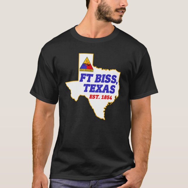 T-shirt Fort Bliss Tx Base Militaire   1ère Division Blind (Devant)