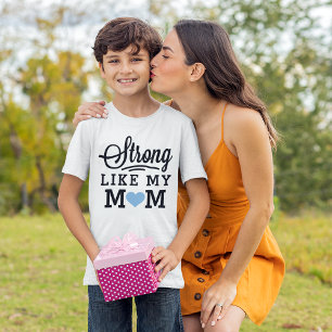T-shirt Fort comme ma maman Citation Enfants Cœur Bleu