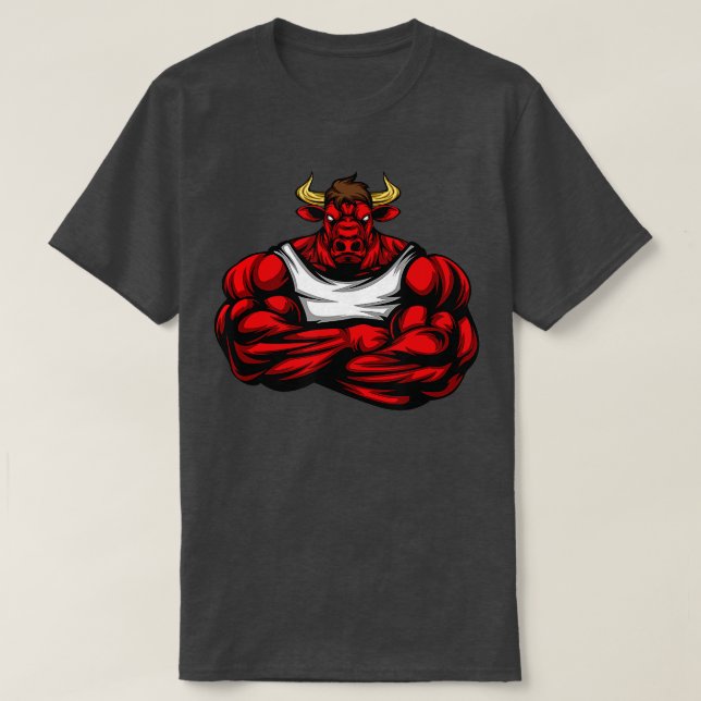 T-shirt Fort Comme Taureau Bodybuilding Poids Gym (Design devant)
