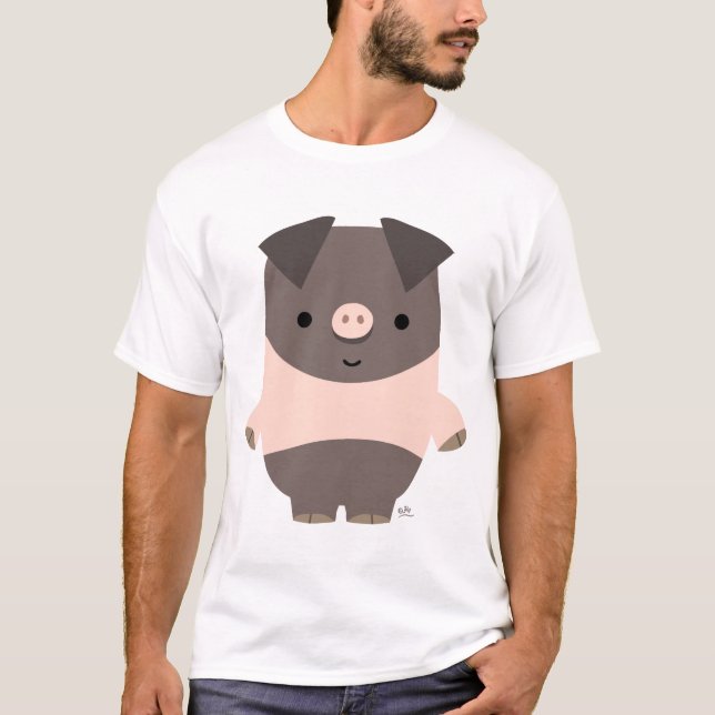 T-shirt fort de coutume de porc de bande dessinée (Devant)