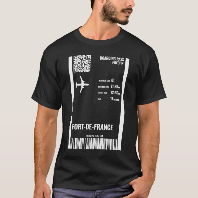 T-shirt Fort de France Martinique Boarding Pass Airline Ti (Devant)