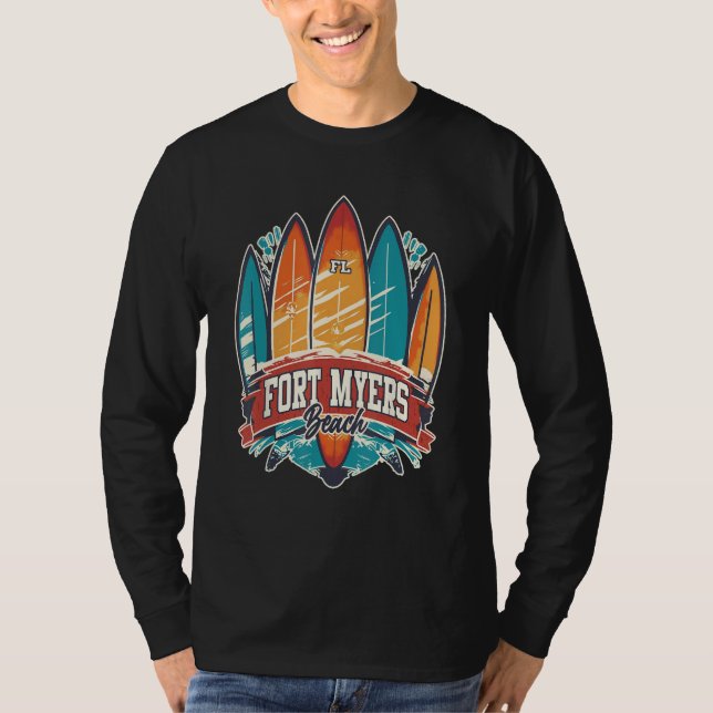 T-shirt Fort Myers Beach FL Rebel Surf Edgy Surfboard Desi (Devant)