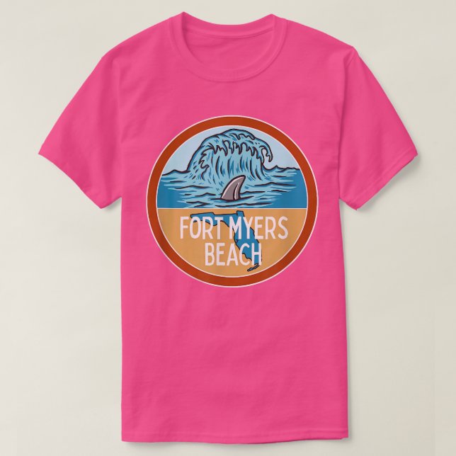 T-shirt Fort Myers Beach Floride FL Ocean Wave Shark Fin V (Design devant)