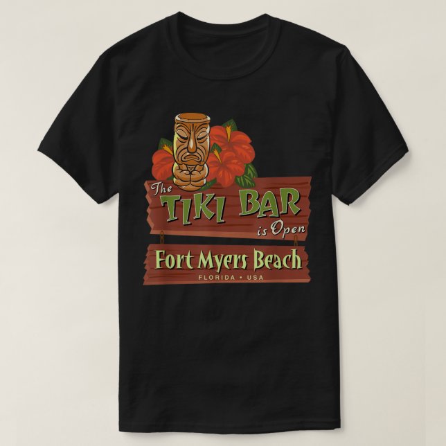 T-shirt Fort Myers Beach Floride Tiki Bar Design (Design devant)