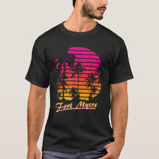 T-shirt Fort Myers Cool 80s Palm Trees coucher de soleil d