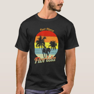 T-shirt Fort Pierce Floride Palmiers tropicaux rétro Vaca